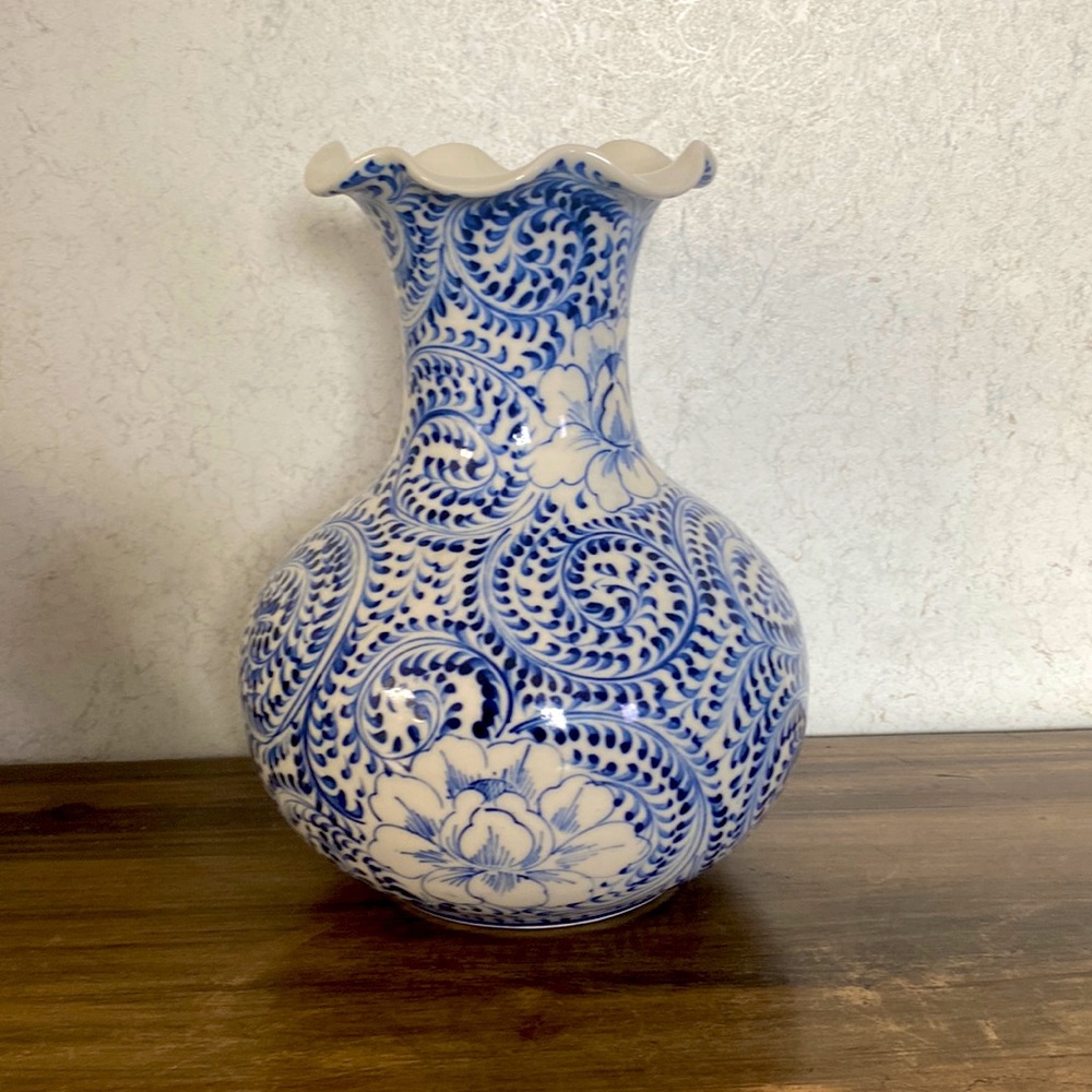Blue and White Floral Vase